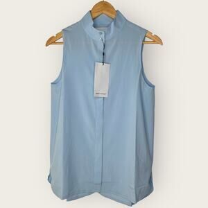 Ministry Of Supply Juno Tank Top | Small | Chambray Blue Mock Neck Normcore